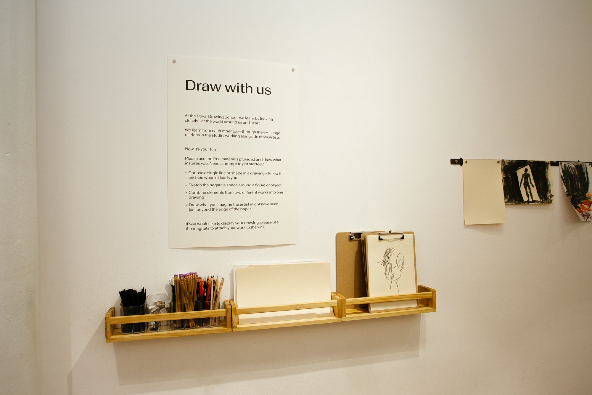 Image from exhibition, showing where visitors can draw something