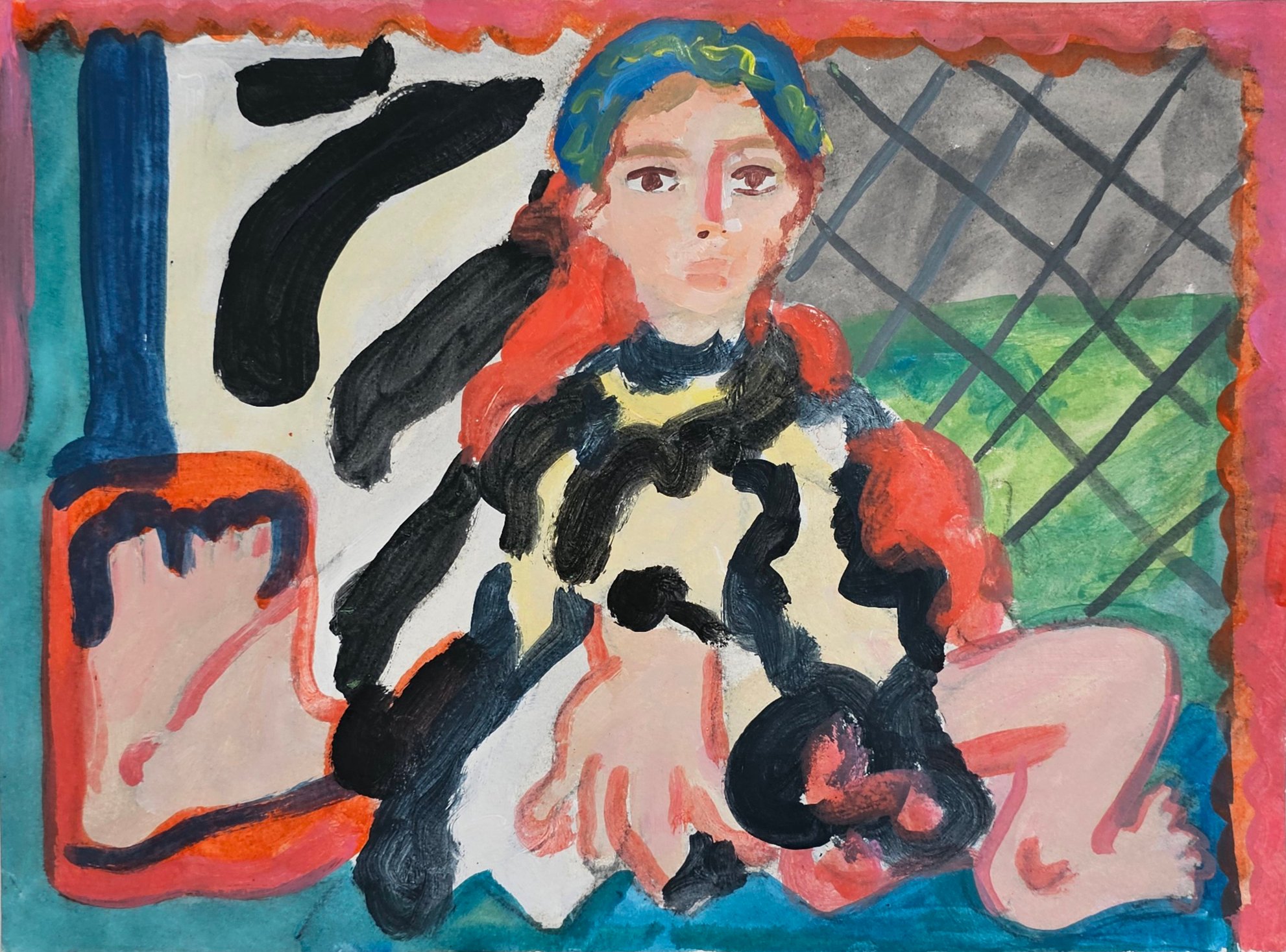 5 Selfportrait_acrylic on watercolour paper_LouisaChambers