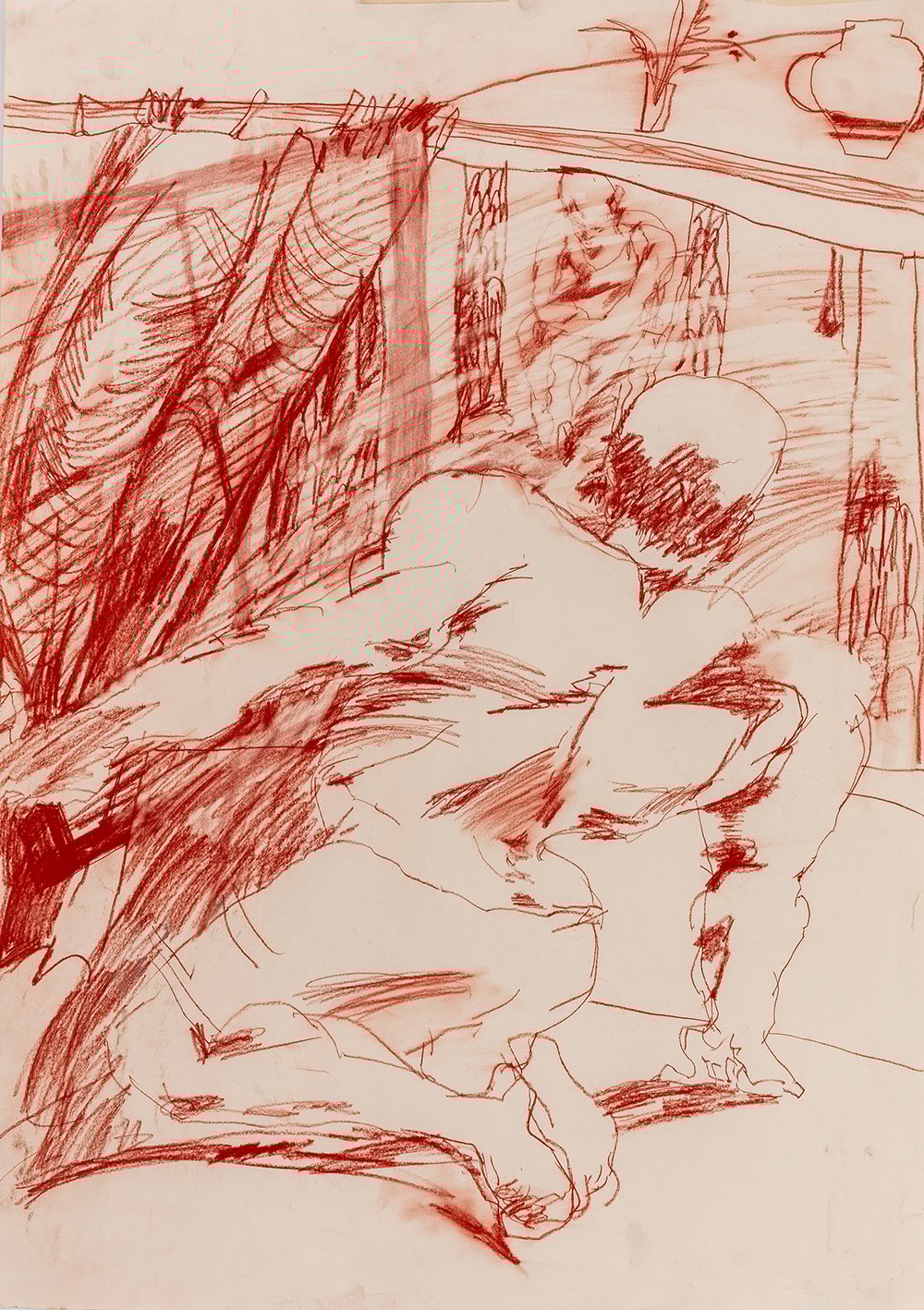 Life drawing in red pencil