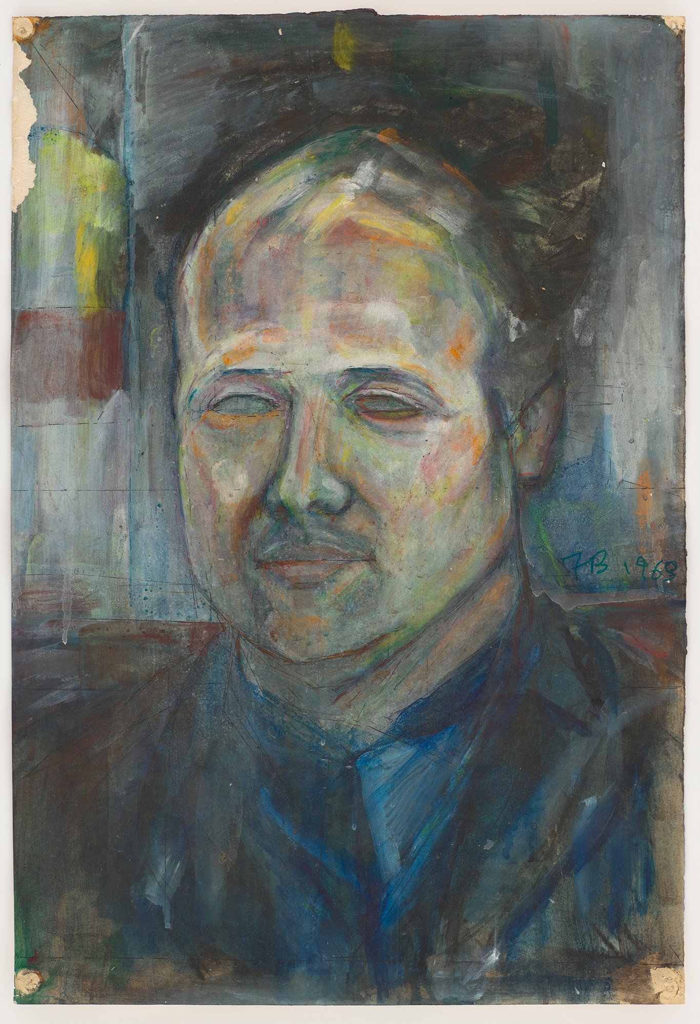 Frank Bowling_NORBERT LYNTON_963_acrylic on paper_50.2 x 34.2 cm_Courtesy the artist_Photographed by Anna Arca_Front