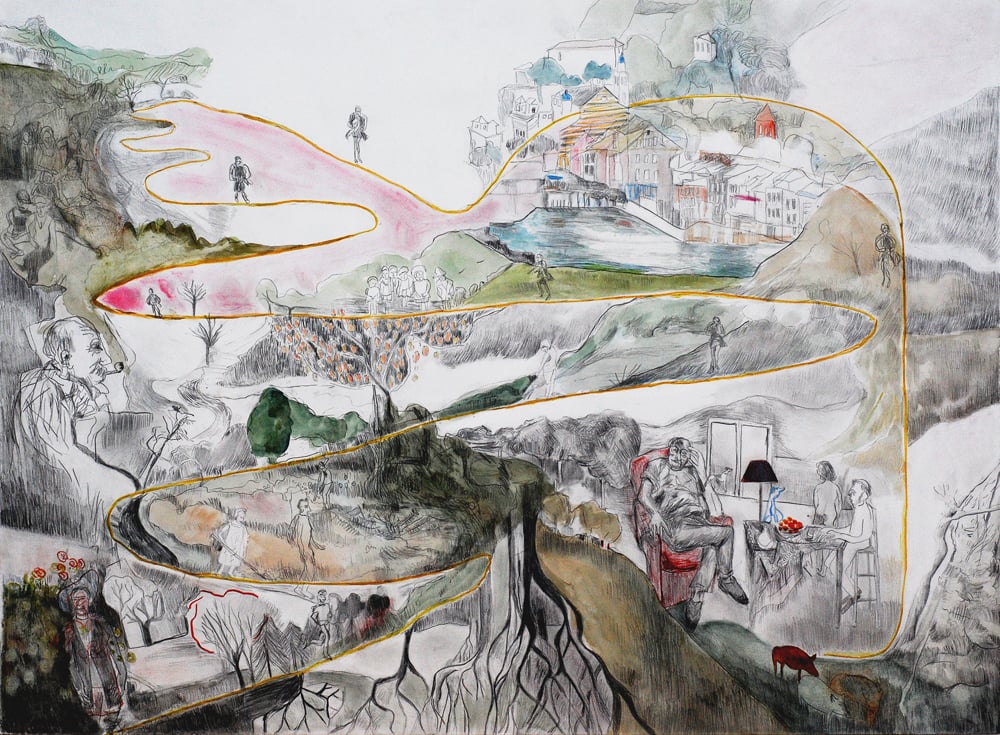 1._Perienne._As_I_walked_out_one_evening._Pencil_and_watercolour_on_paperM-1
