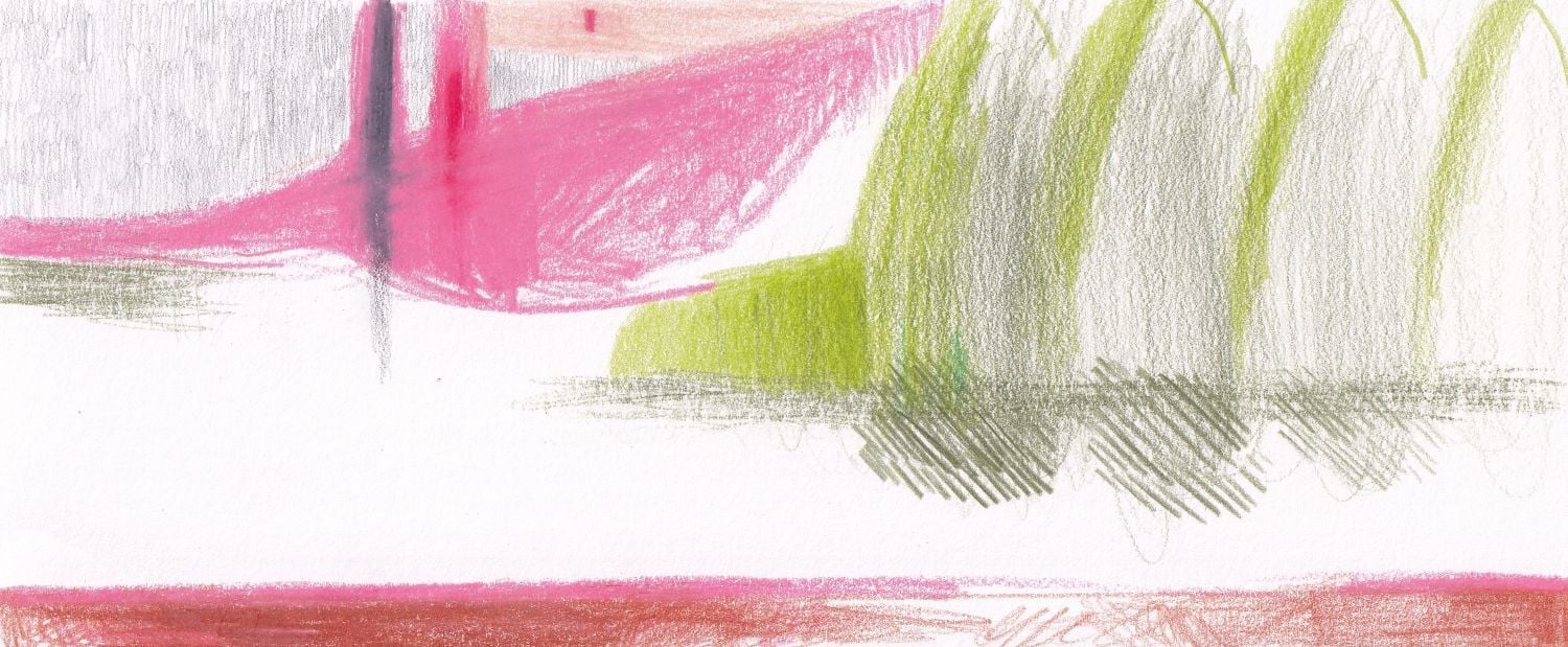 Pinks, Plants and Contruction_coloured pencils on paper_2026-1