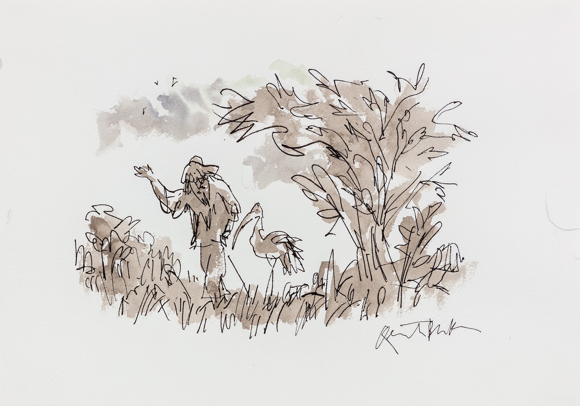 Quentin Blake_Man and Stork in Conversation