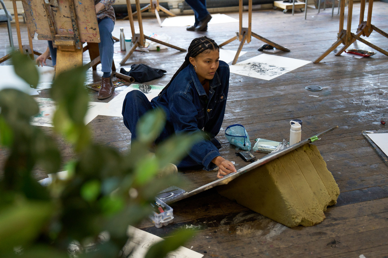 Drawing Year in the studio