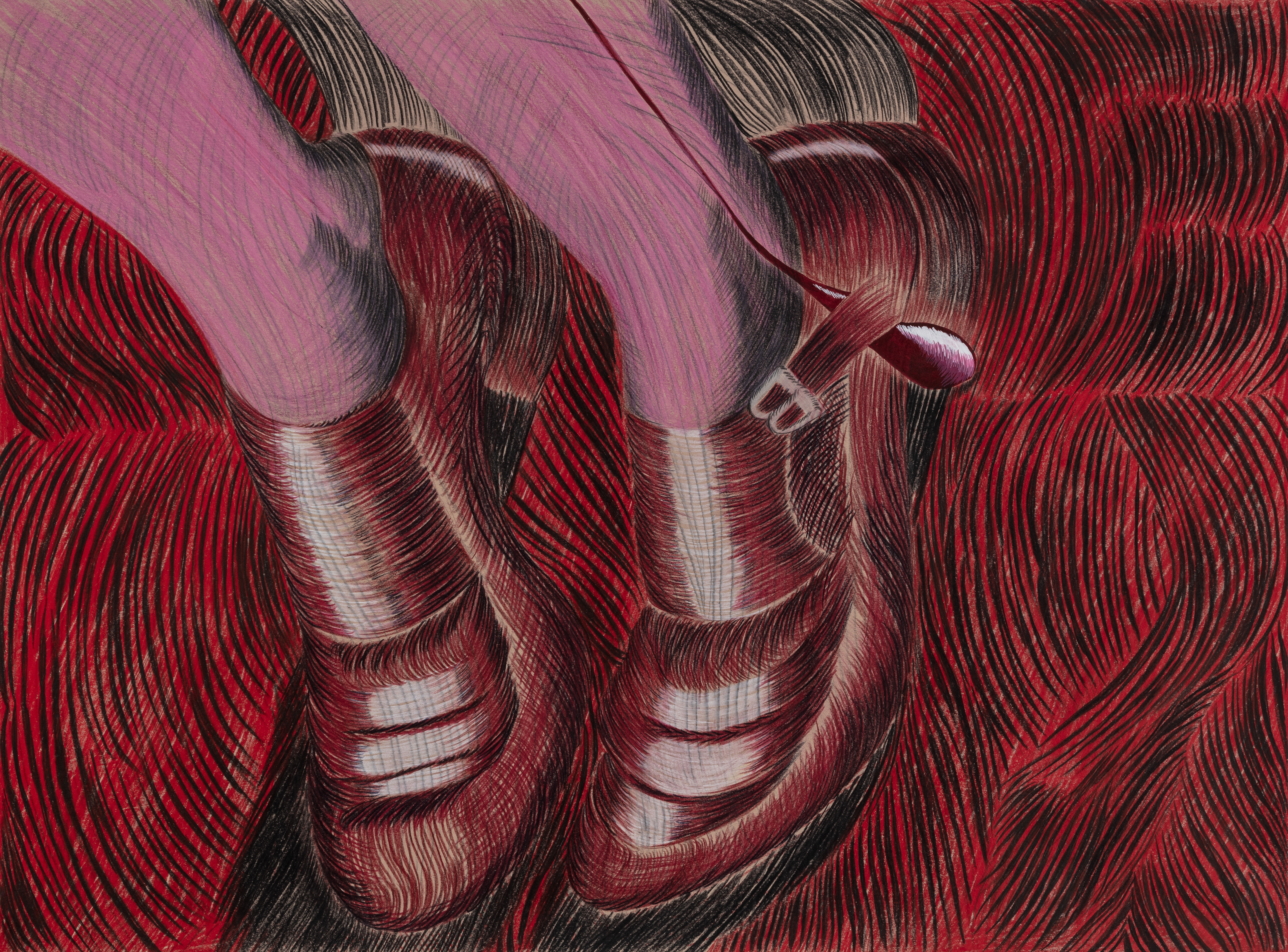 Red shoes with pink socks