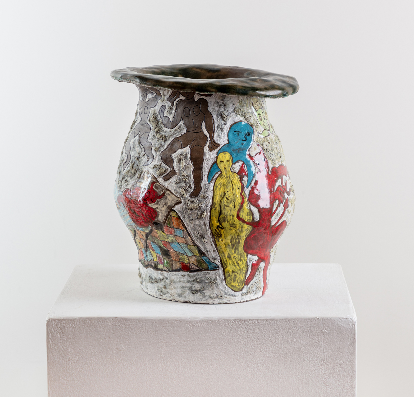 A colourful mis-shapen pot