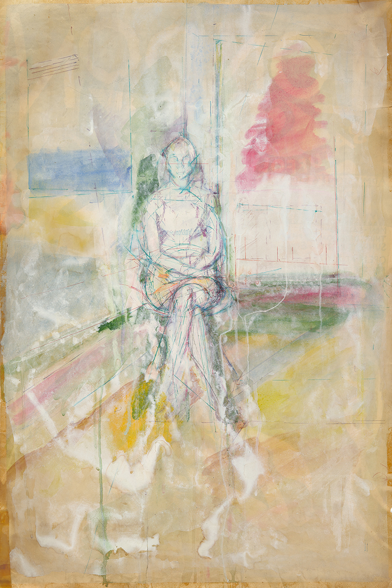 Frank Bowling, Untitled (sketch of a seated figure), c.1961, watercolour on pape