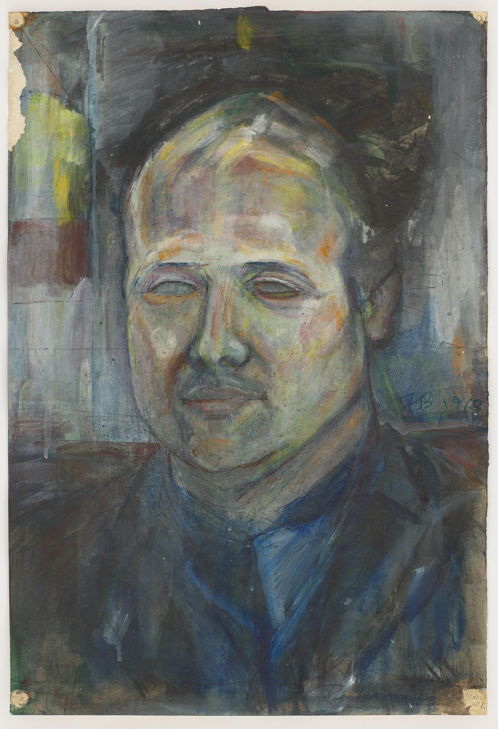 Frank Bowling_NORBERT LYNTON_963_acrylic on paper_50.2 x 34.2 cm_Courtesy the artist_Photographed by Anna Arca_Front-min